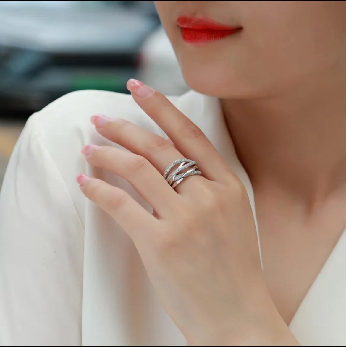 18K White Gold s925 Moissanite Ring