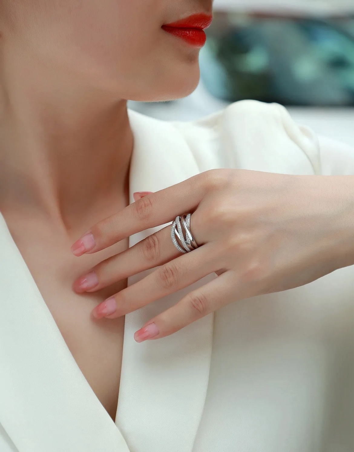 18K White Gold s925 Moissanite Ring