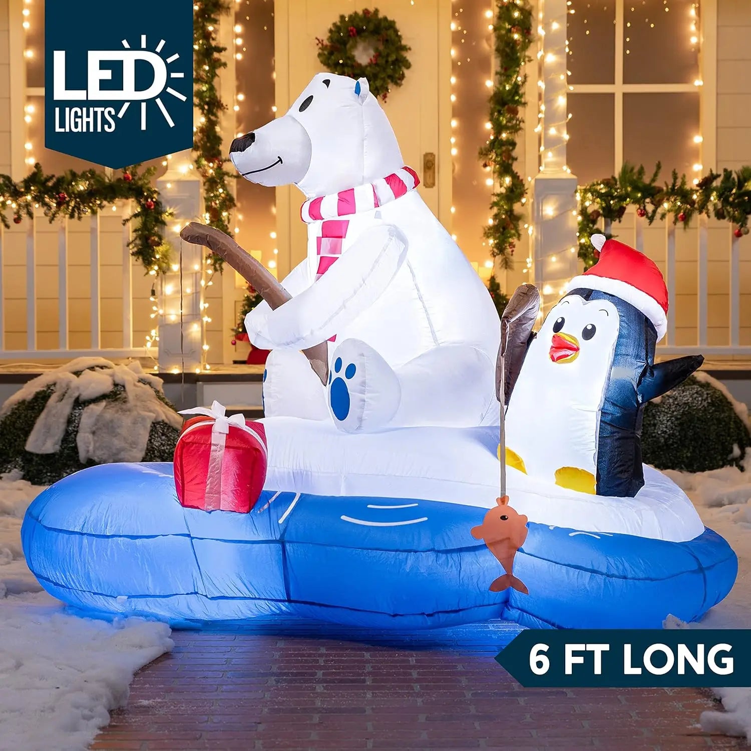 Polar Bear Fishing with Penguin Decoration Christmas Inflatable