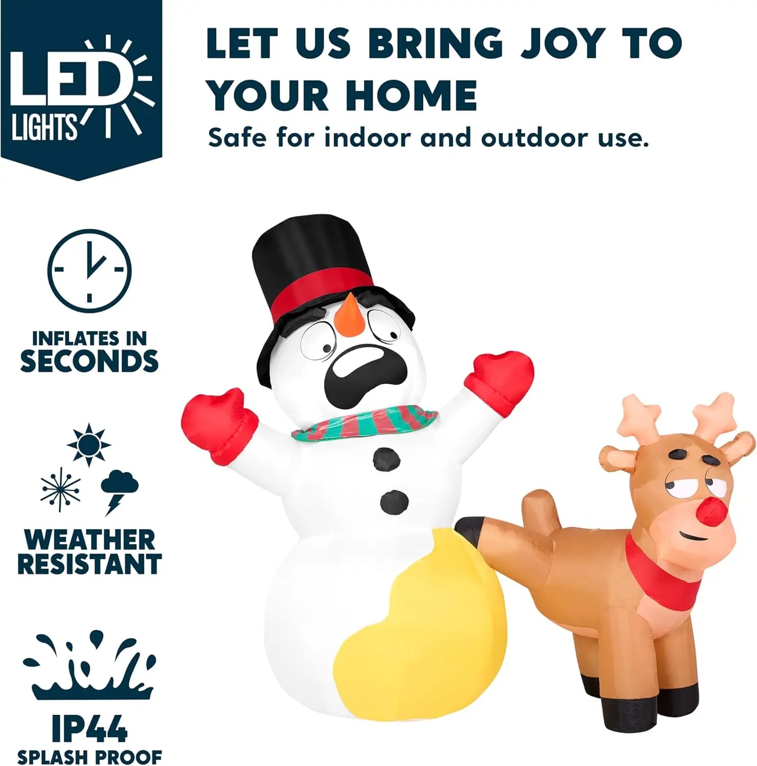 Reindeer Peeing on Snowman Christmas Inflatable