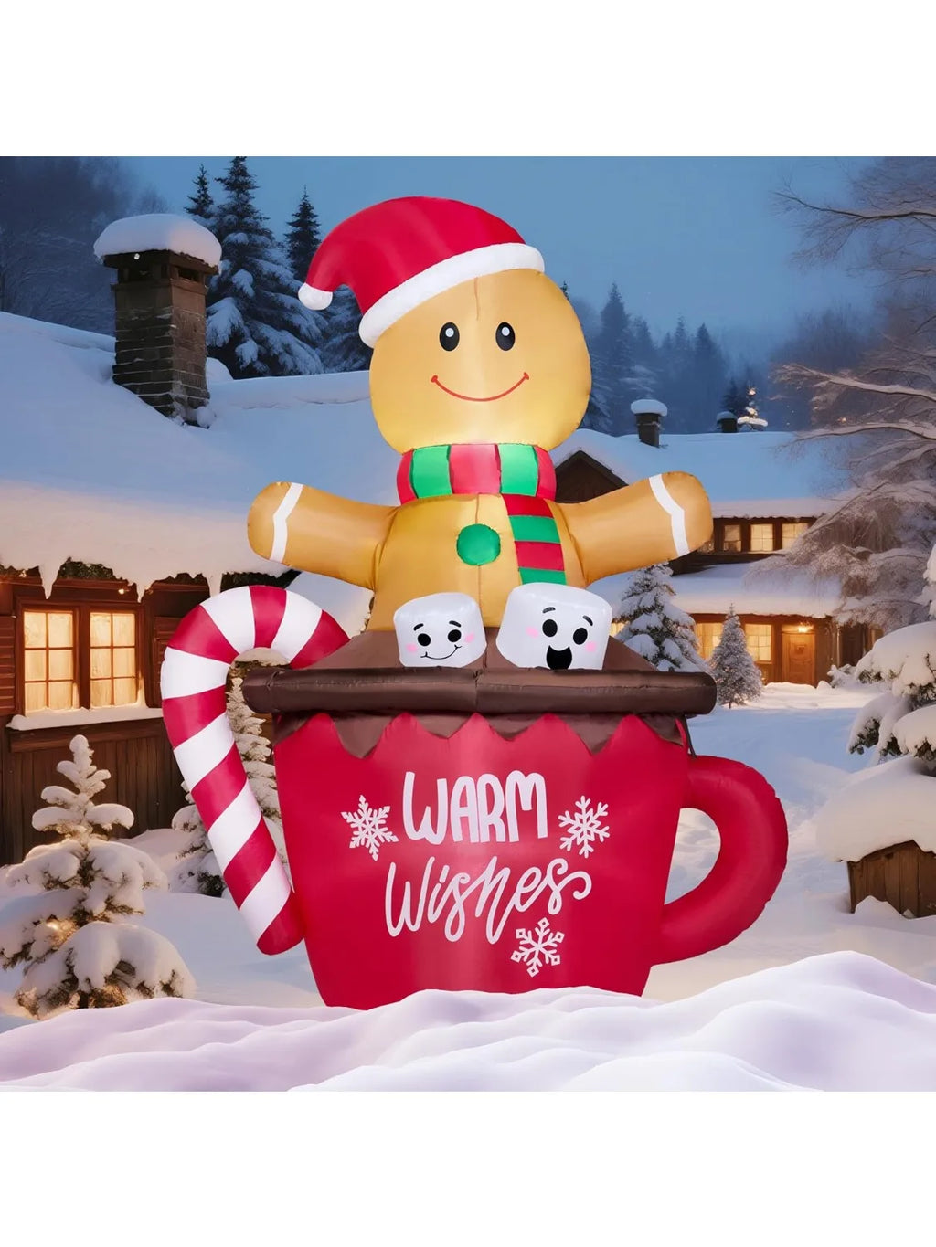Gingerbread Man in Hot Cocoa Mug Christmas Inflatable