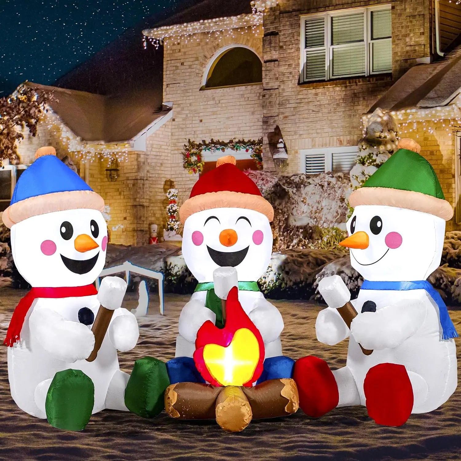 Snowman with Campfire Christmas Inflatable
