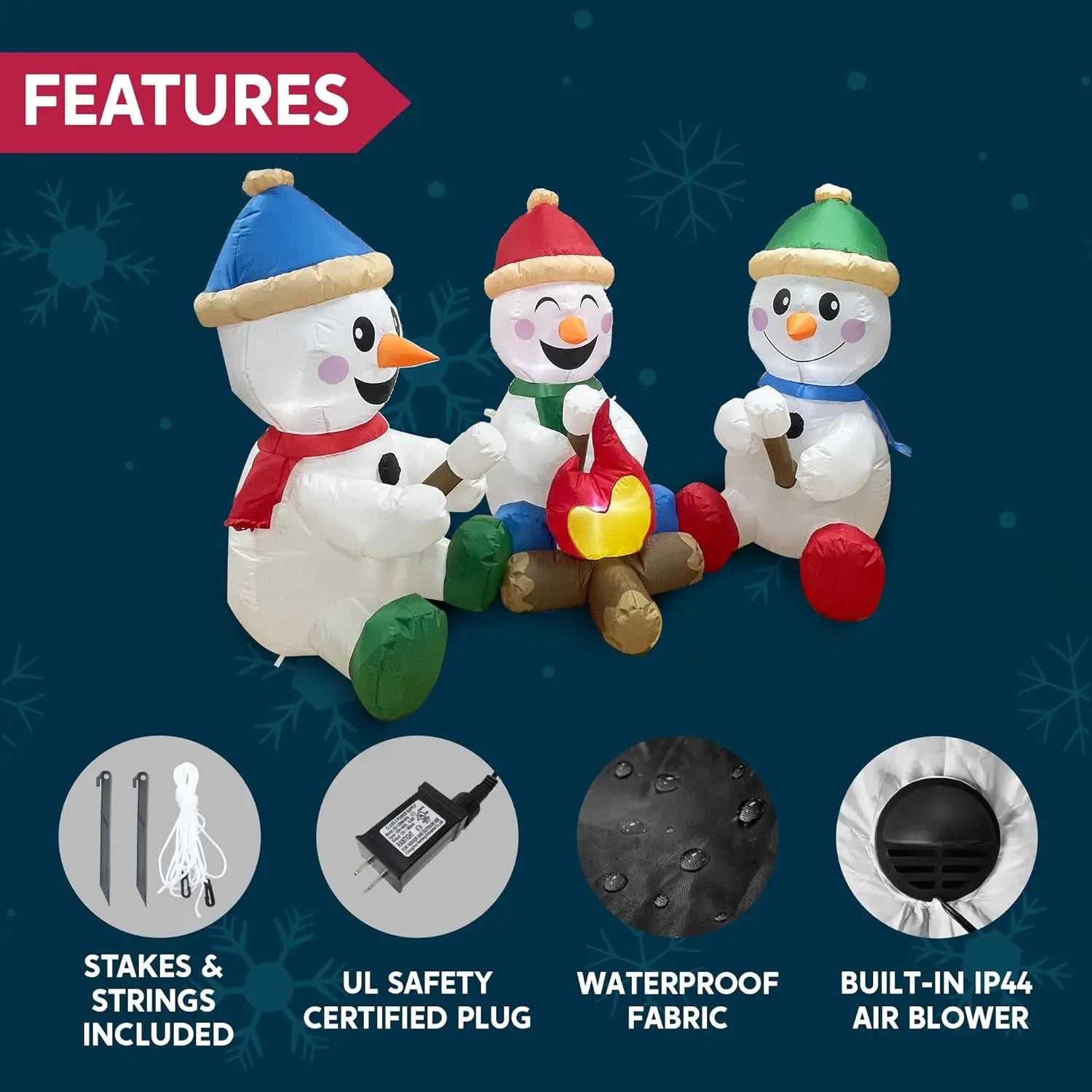 Snowman with Campfire Christmas Inflatable