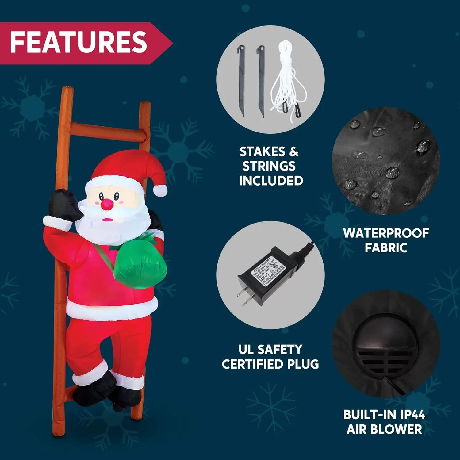 Climbing Santa Hanging Christmas Inflatable