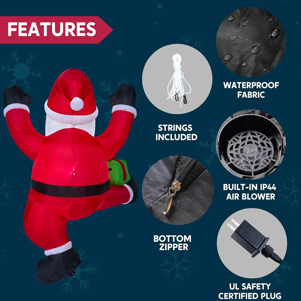 Climbing Santa with Gift Box Christmas Inflatable