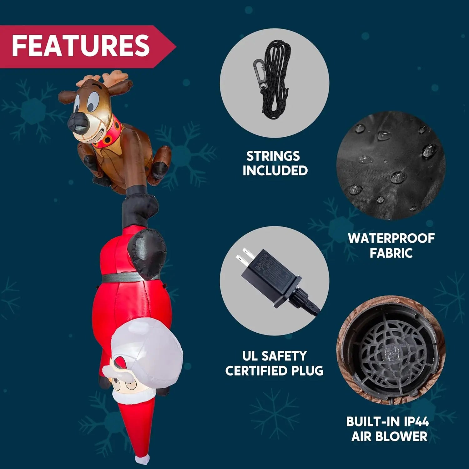 Reindeer and Climbing Santa Christmas Inflatable