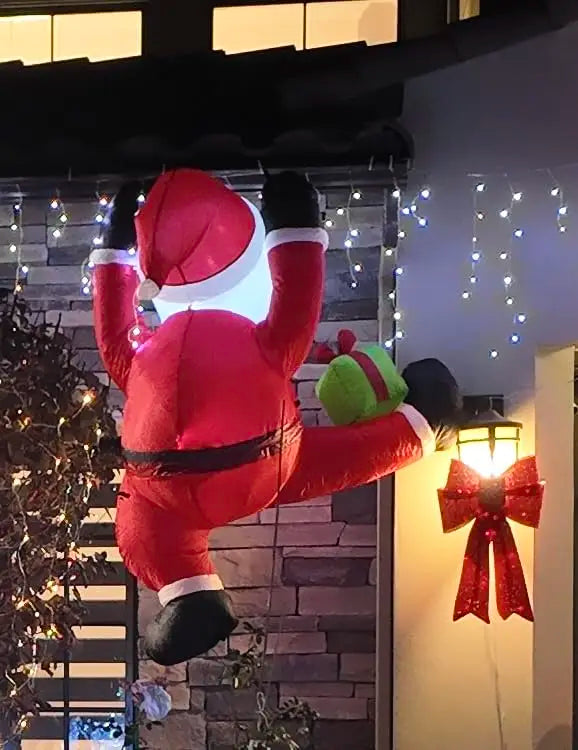 Climbing Santa with Gift Box Christmas Inflatable