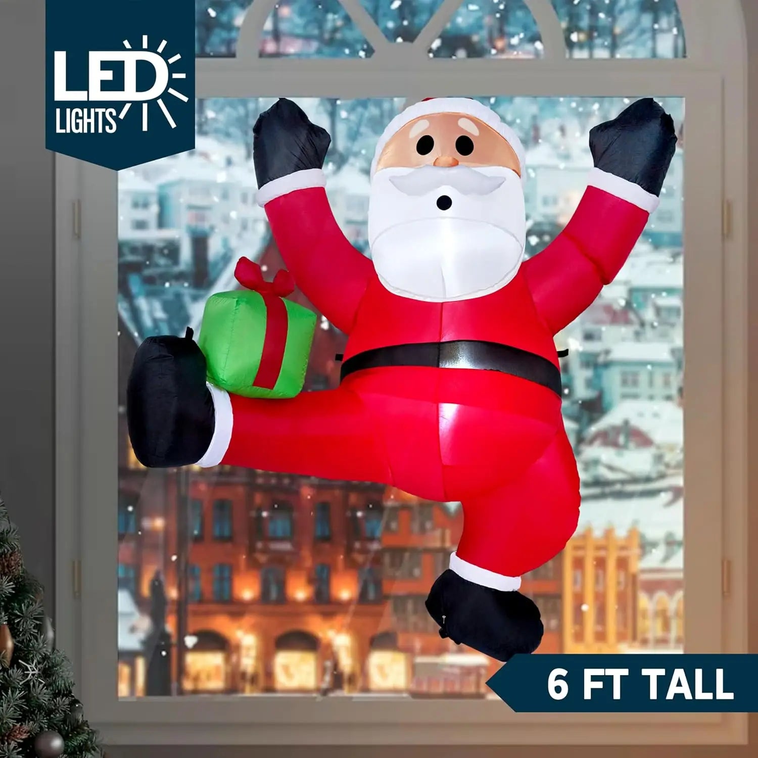 Climbing Santa with Gift Box Christmas Inflatable
