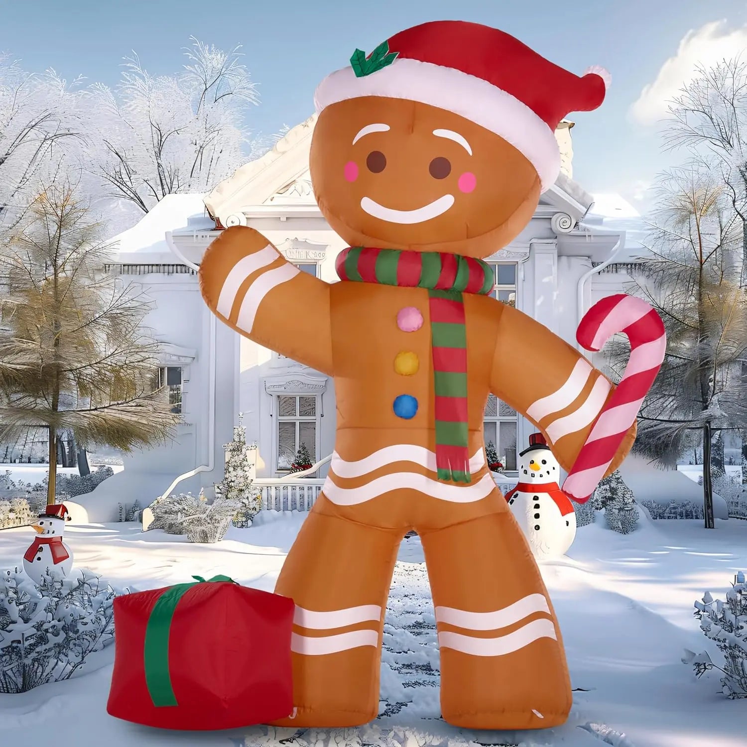 Gingerbread Man with Candy Cane Christmas Inflatable
