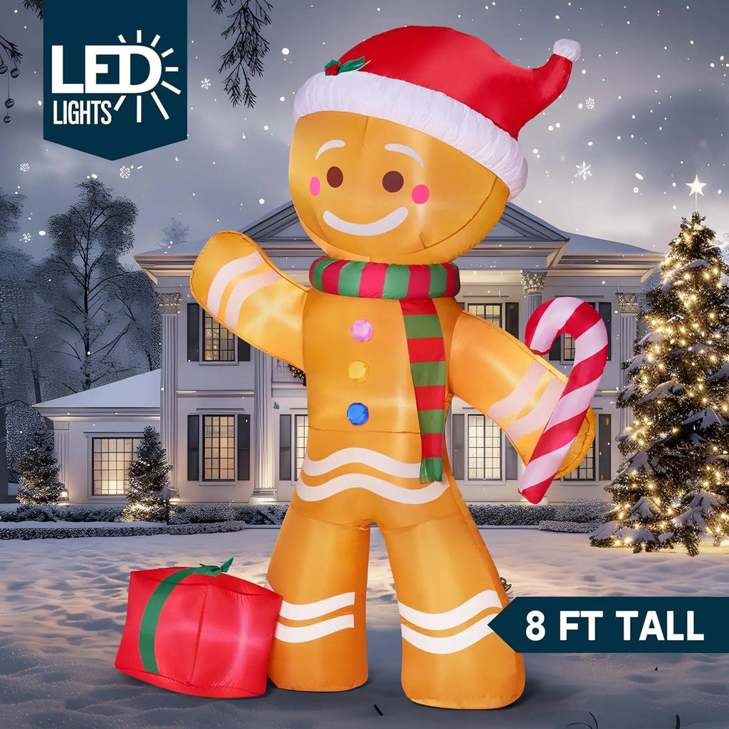 Gingerbread Man with Candy Cane Christmas Inflatable