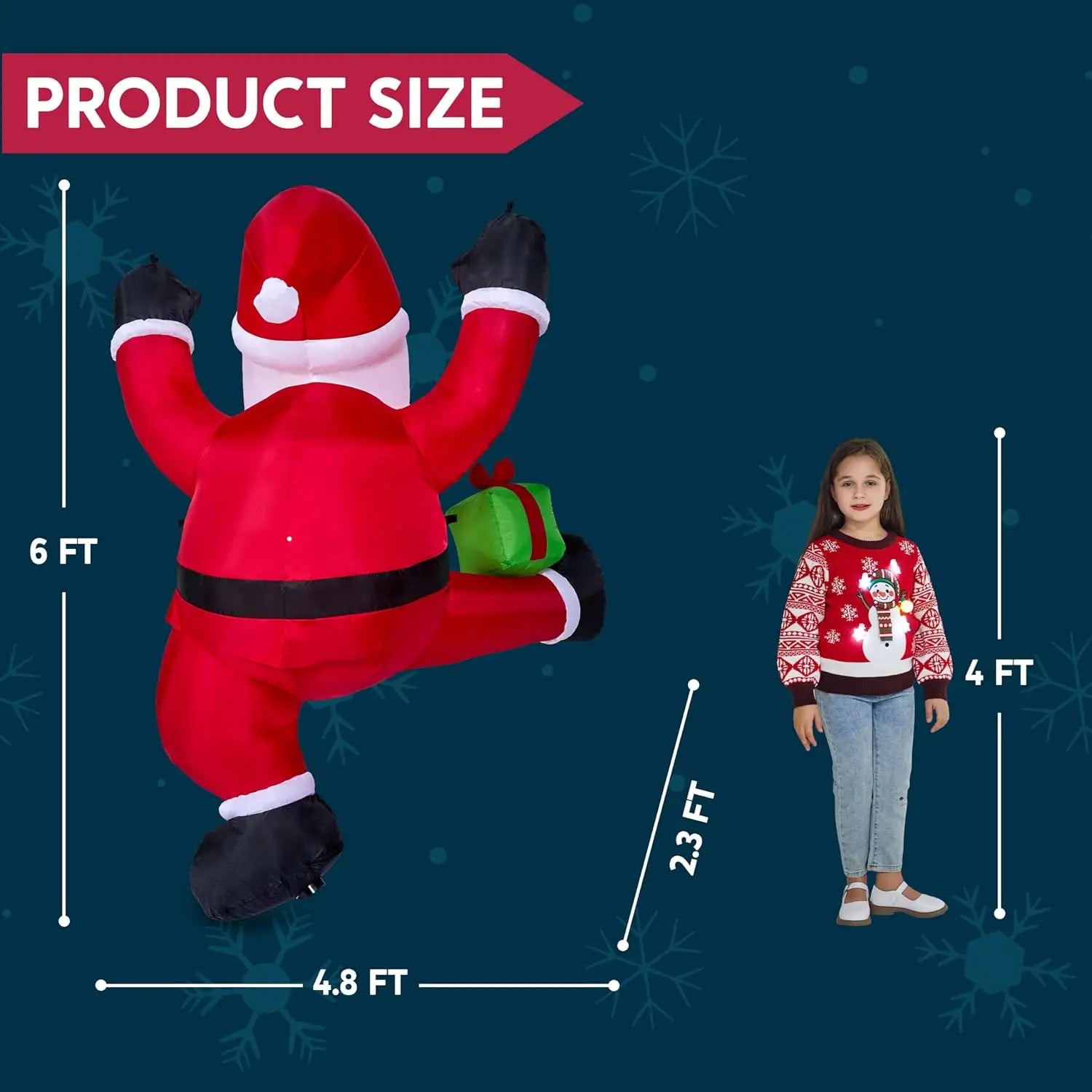 Climbing Santa with Gift Box Christmas Inflatable