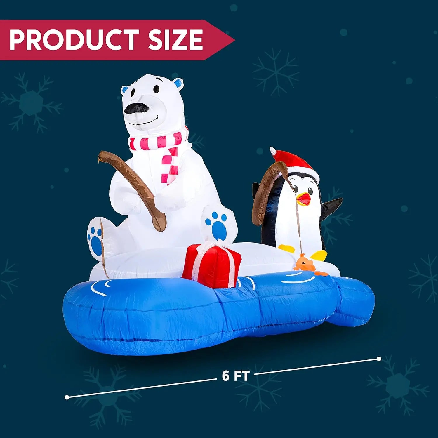 Polar Bear Fishing with Penguin Decoration Christmas Inflatable