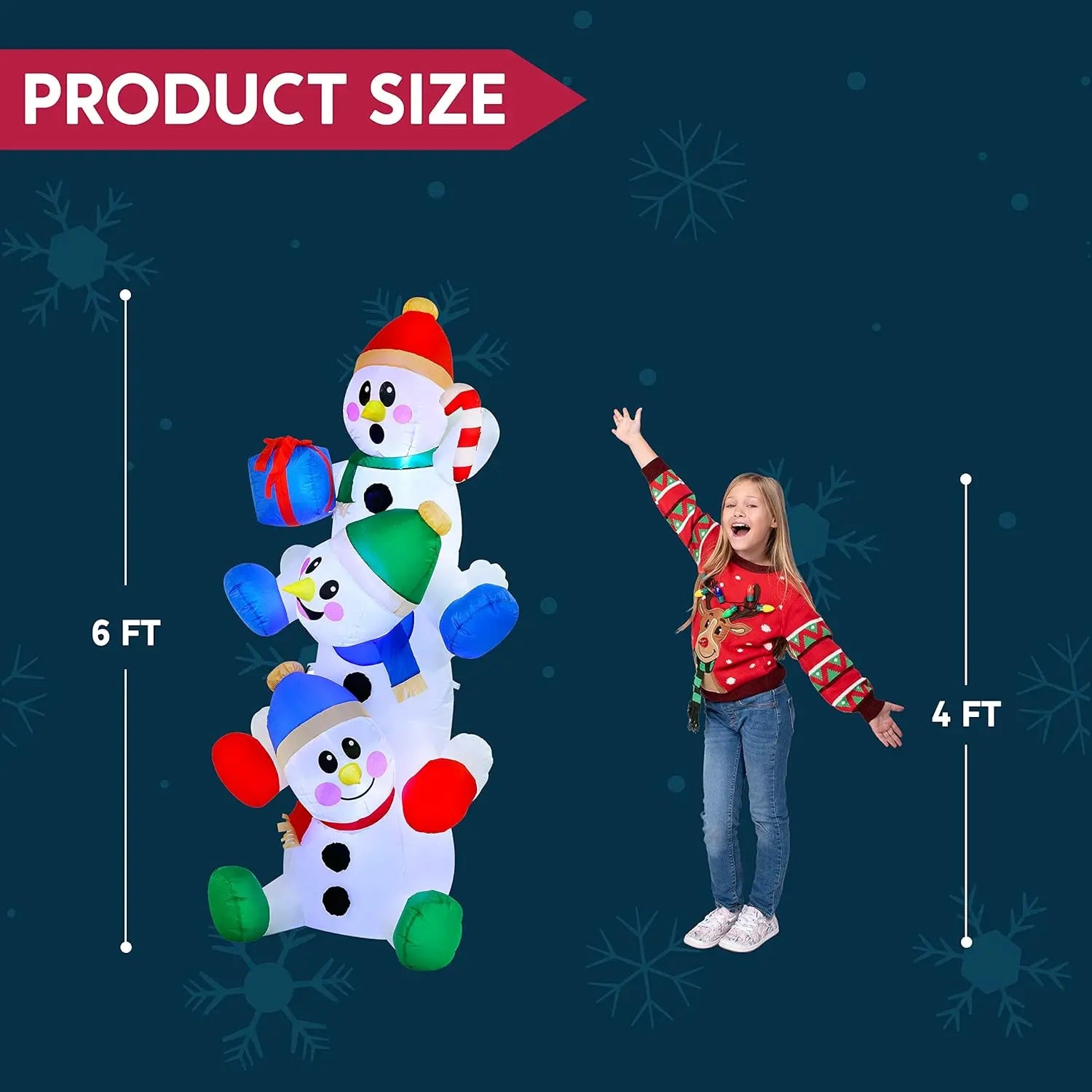 Stacked Snowman Christmas Inflatable