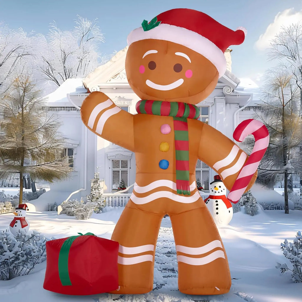 Gingerbread Man with Candy Cane Christmas Inflatable