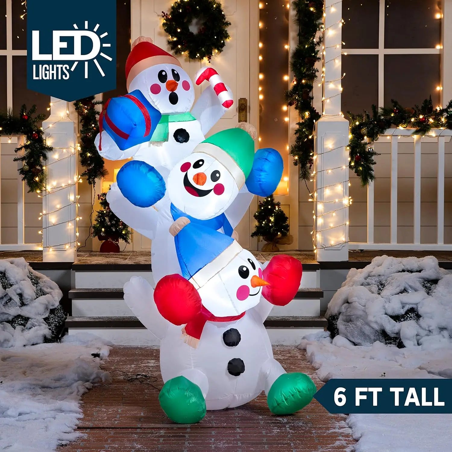 Stacked Snowman Christmas Inflatable