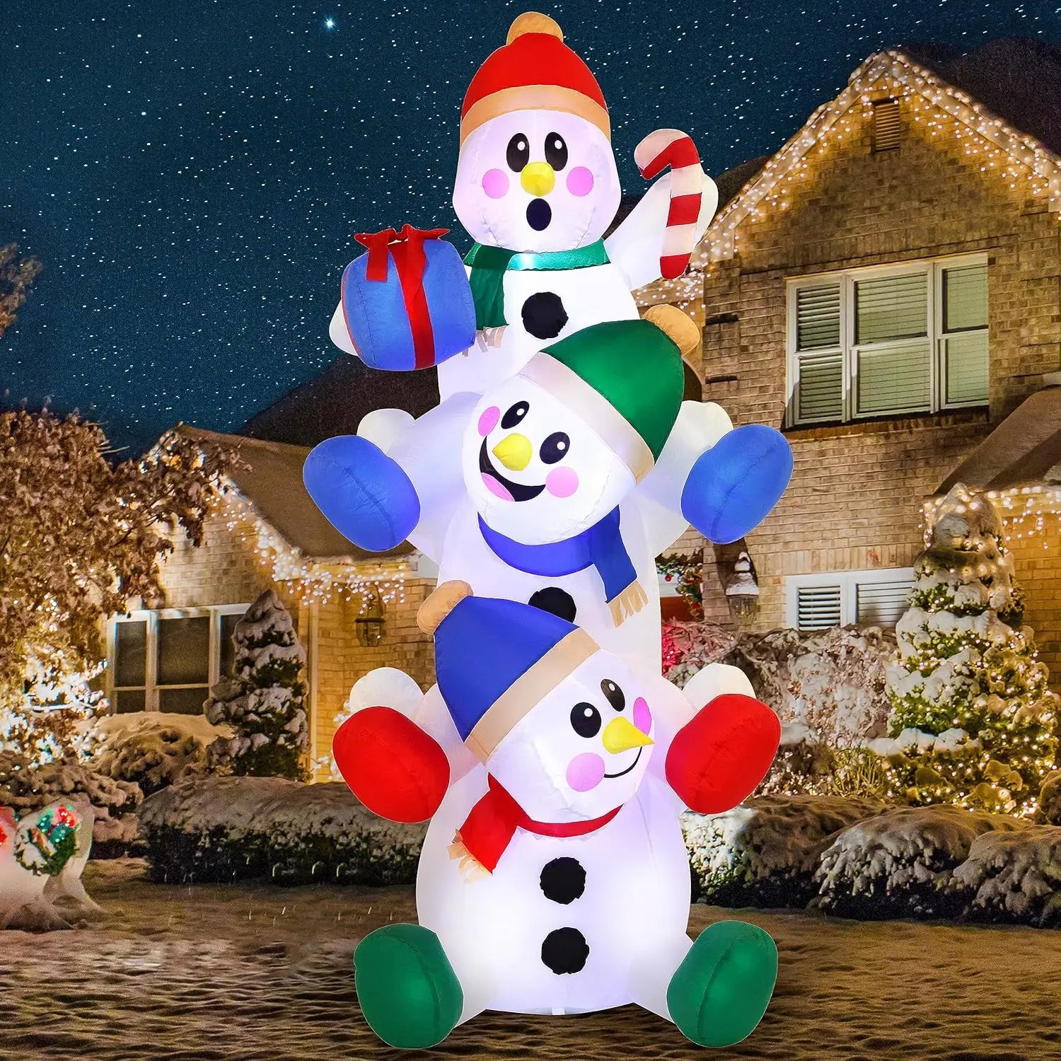 Stacked Snowman Christmas Inflatable
