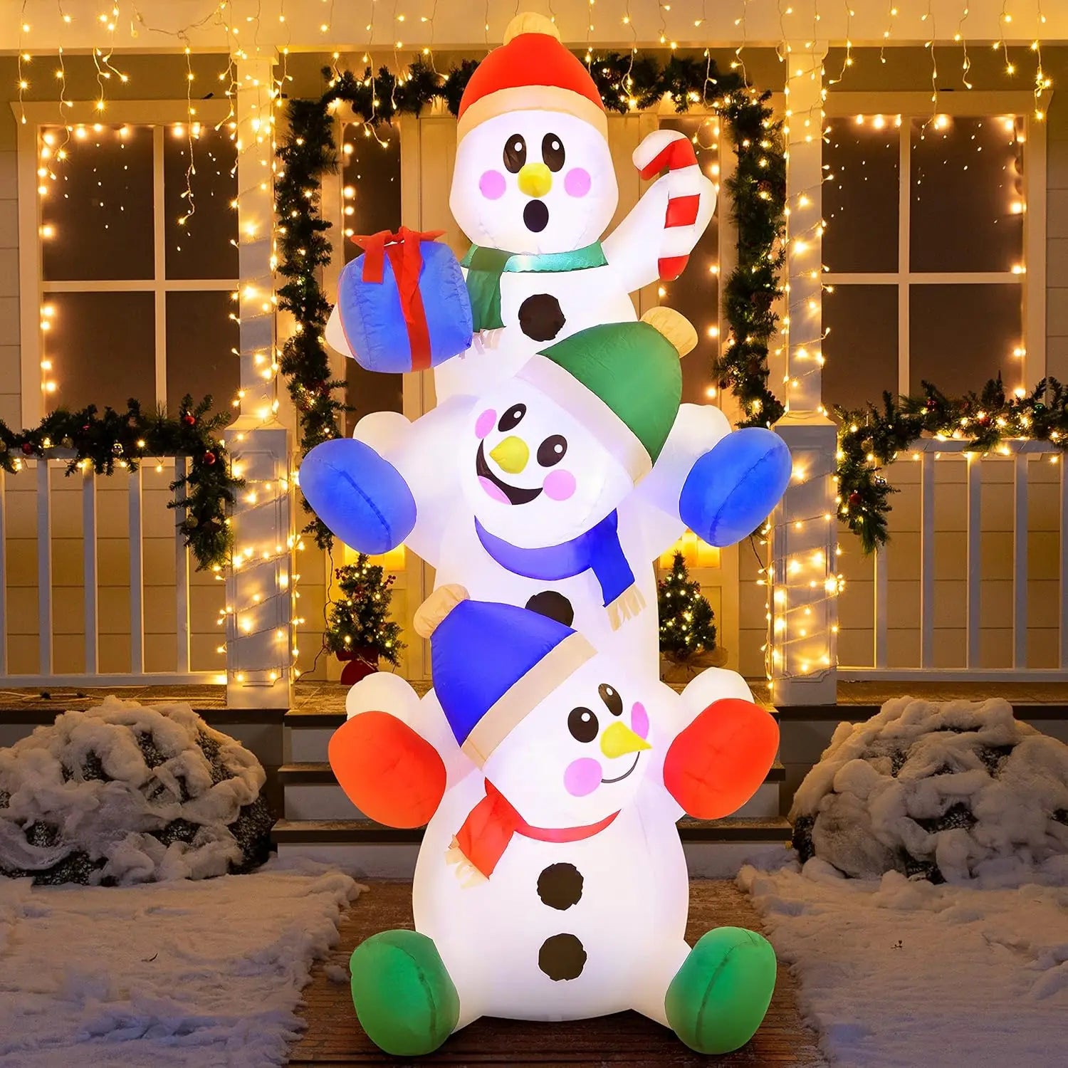 Stacked Snowman Christmas Inflatable