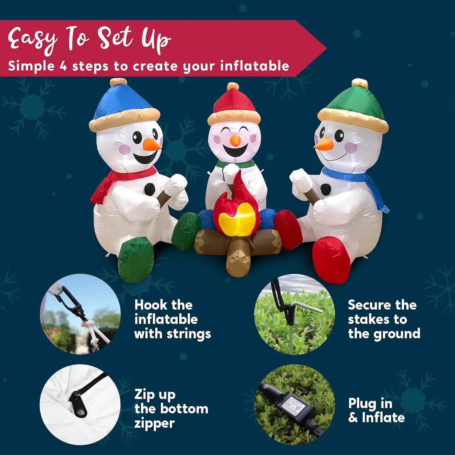 Snowman with Campfire Christmas Inflatable
